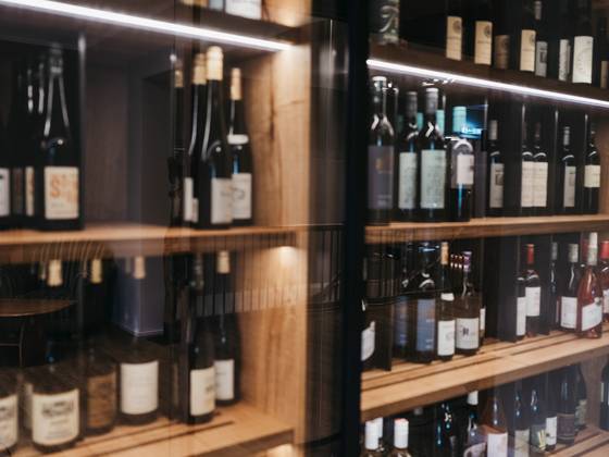 Wine cabinet in the restaurant