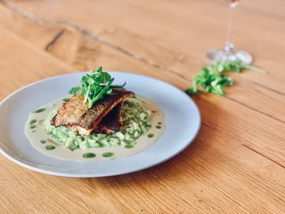 Kirchberg trout fillet with watercress at the Naturhotel Molzbachhof