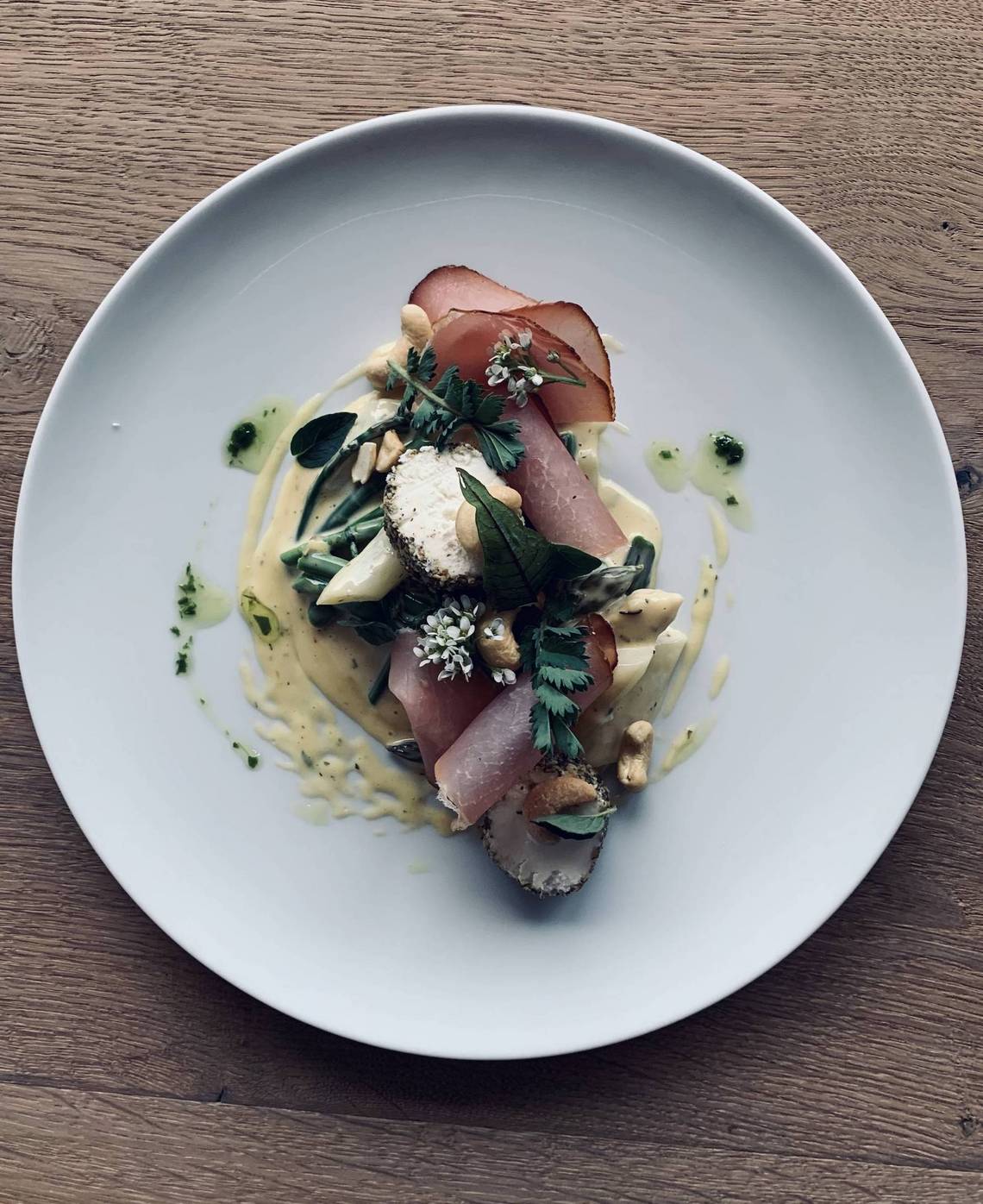 Asparagus salad with cured ham at Naturhotel Molzbachhof