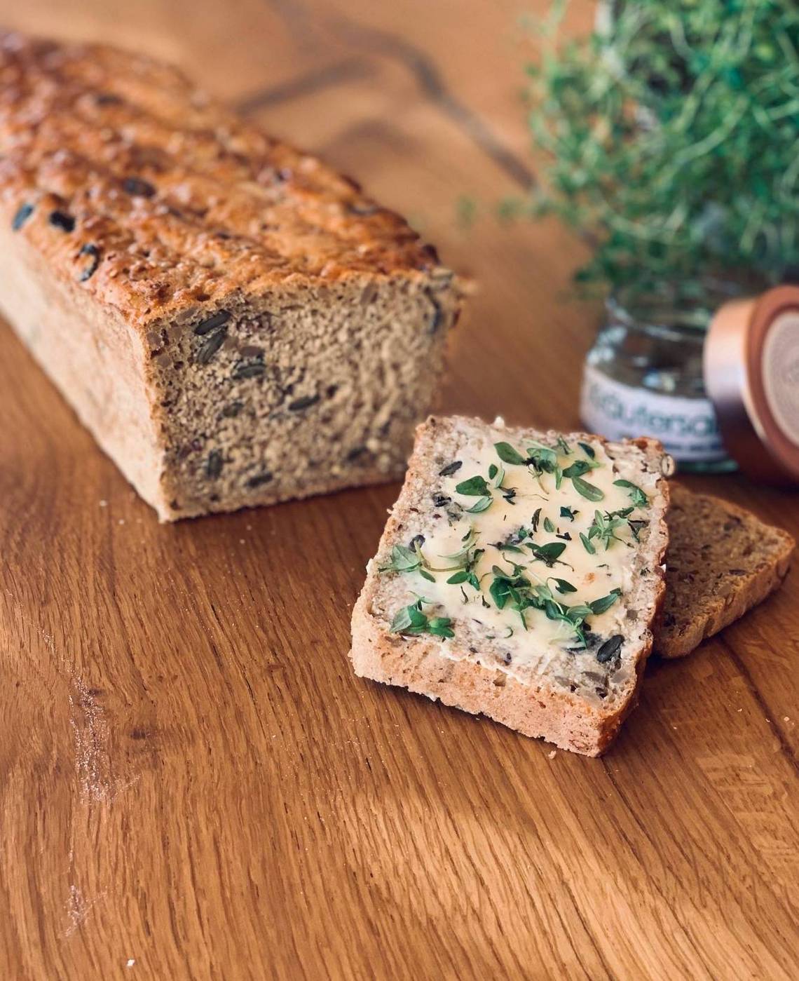 Molzi's spelt bread with herbal salt at Molzbachhof