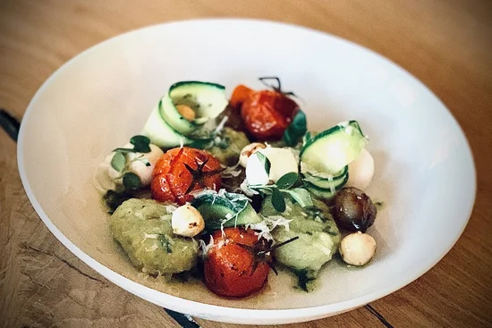Wild garlic gnocchi at the Naturhotel Molzbachhof