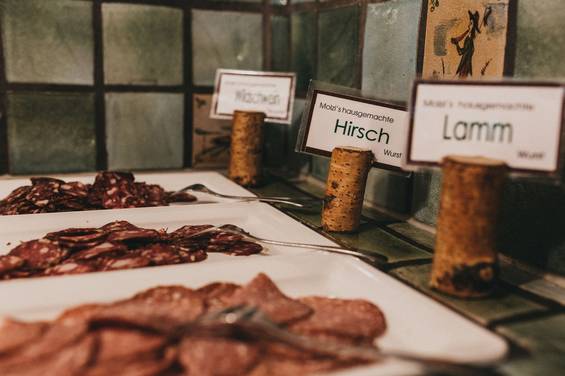 Regional sausage specialties at the 4* Naturhotel Molzbachhof
