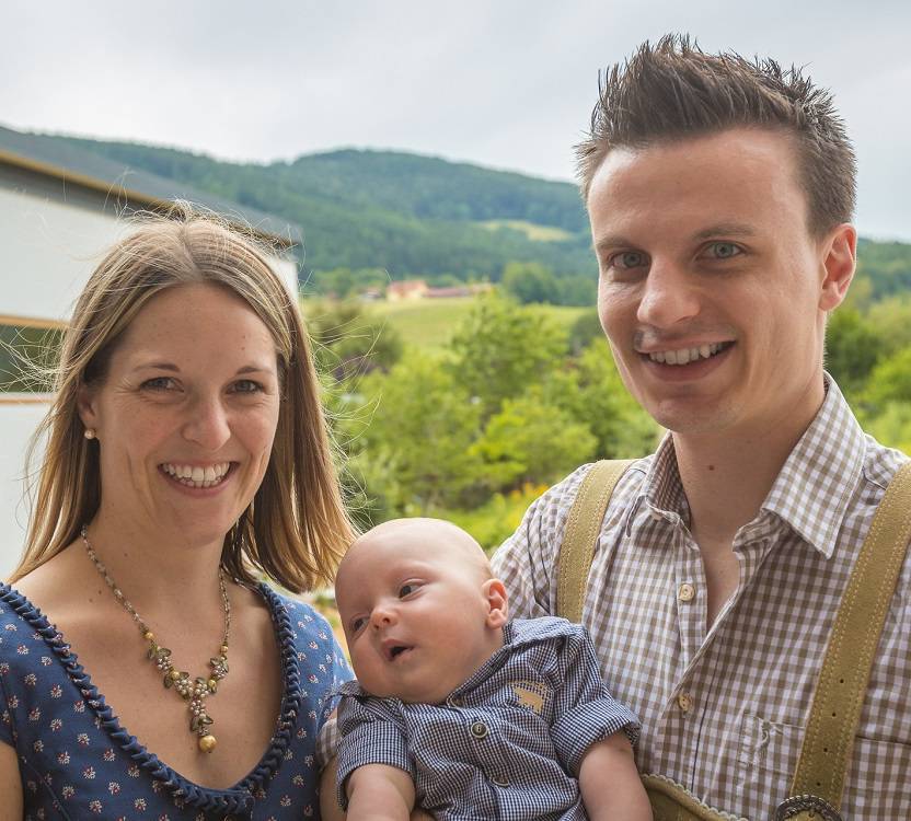 Peter Pichler with Nina and Jonas at the opening of the Holzbach