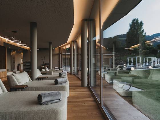 Relaxation room in the Gart'l Spa at the Naturhotel Molzbachhof.