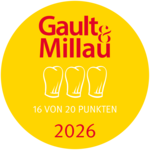 Gault Millau 2026 rating badge.