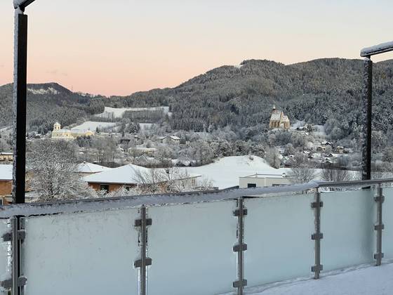 View from the Naturhotel Molzbachhof in winter