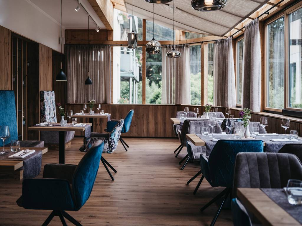 Dining area for hotel guests at the Naturhotel Molzbachhof.