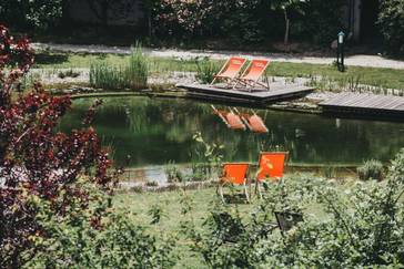 Natural bathing pond in the Paradiesgart'l at the Wellnesshotel Molzbachhof